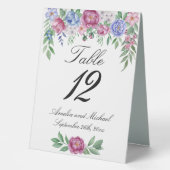Plaque De Table Mauve Blue Peonies Floral Mariage (Recto)