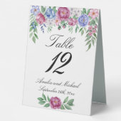 Plaque De Table Mauve Blue Peonies Floral Mariage (Verso)
