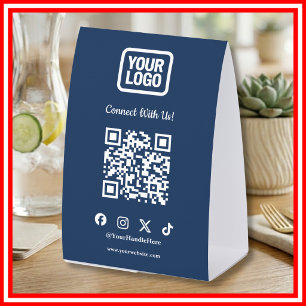 Plaque De Table Médias Sociaux Instagram QR Bleu Marine