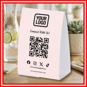 Plaque De Table Médias Sociaux Instagram TikTok X Rose QR