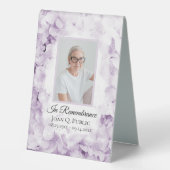 Plaque De Table Mémorial funéraire d'aquarelle violet Hydrangeas (Recto)