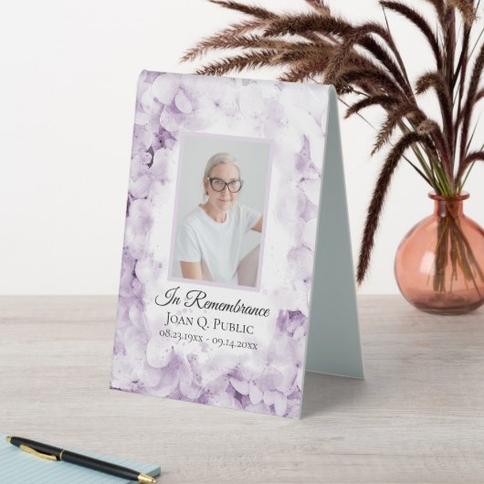 Plaque De Table Mémorial funéraire d'aquarelle violet Hydrangeas (En SItu (Tableau))