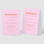 Plaque De Table Memoring Guest Book Message Sign (Recto/verso)