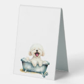 Plaque De Table Menu blanc de chien Bichon Frise (Recto)