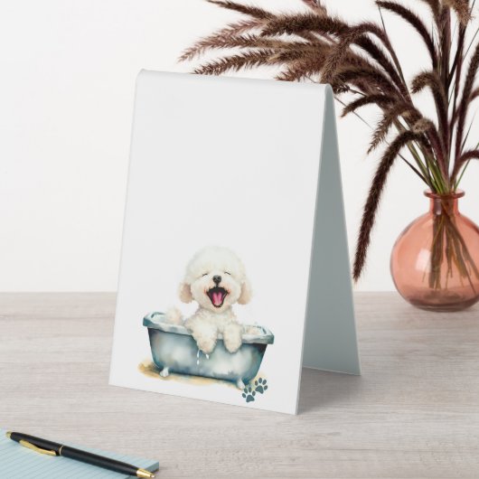 Plaque De Table Menu blanc de chien Bichon Frise (En SItu (Tableau))