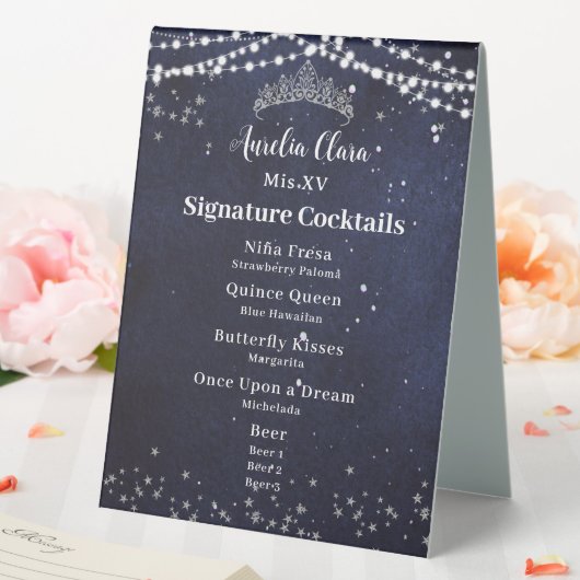 Plaque De Table Menu Boissons et Nourriture pour Quinceañera Nuit  (In SItu (Mariage))