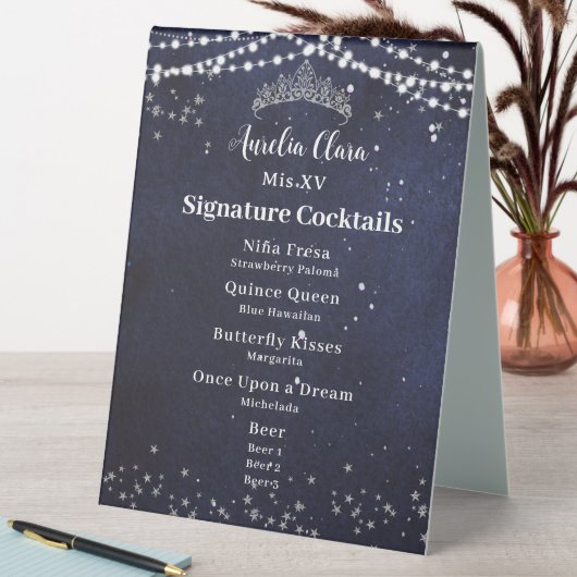 Plaque De Table Menu Boissons et Nourriture pour Quinceañera Nuit (En SItu (Tableau))