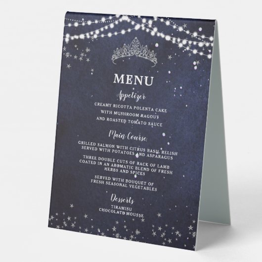 Plaque De Table Menu Boissons et Nourriture pour Quinceañera Nuit  (Verso)