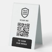 Plaque De Table Menu Code QR | Logo Black Modern (Verso)