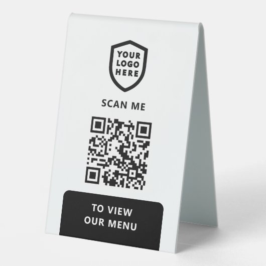 Plaque De Table Menu Code QR | Logo Black Modern (Verso)