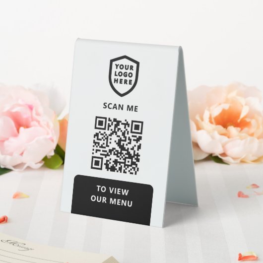 Plaque De Table Menu Code QR | Logo Black Modern (In SItu (Mariage))