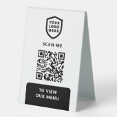 Plaque De Table Menu Code QR | Logo Black Modern (Recto)