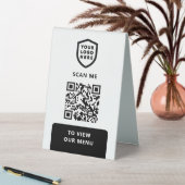 Plaque De Table Menu Code QR | Logo Black Modern (En SItu (Tableau))