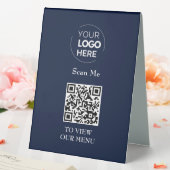 Plaque De Table Menu Code QR | Logo Marine bleu sans contact moder (In SItu (Mariage))