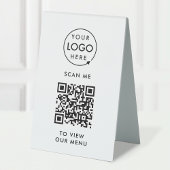 Plaque De Table Menu Code QR | Logo moderne sans contact