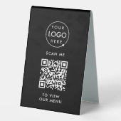 Plaque De Table Menu Code QR | Logo noir sans contact moderne (Verso)