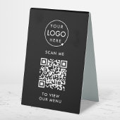 Plaque De Table Menu Code QR | Logo noir sans contact moderne