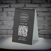 Plaque De Table Menu Code QR | Logo noir sans contact moderne