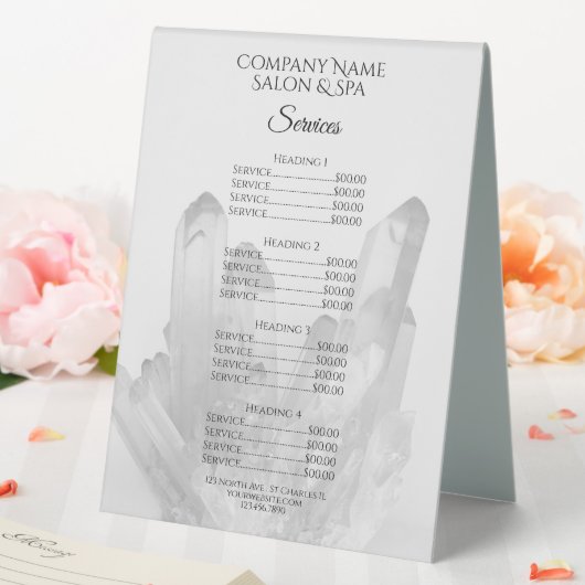 Plaque De Table Menu Crystals Spa Salon Services (In SItu (Mariage))