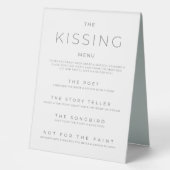 Plaque De Table Menu de baiser Réception de mariage noir et blanc (Recto)