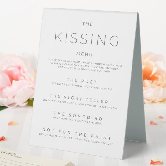 Plaque De Table Menu de baiser Réception de mariage noir et blanc (In SItu (Mariage))