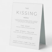 Plaque De Table Menu de baiser Réception de mariage noir et blanc (Verso)