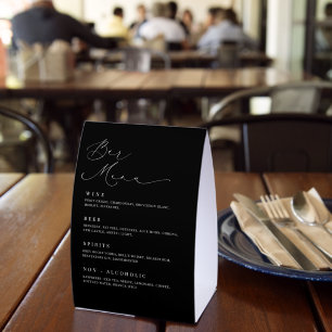 Plaque De Table Menu de bar romantique sur présentoir en papier po