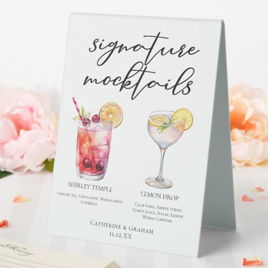 Plaque De Table Menu de boissons sans alcool Shirley Temple Lemon (In SItu (Mariage))