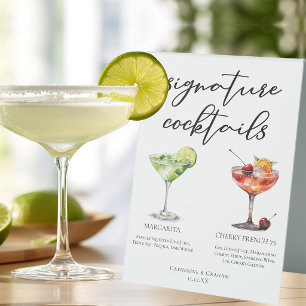 Plaque De Table Menu de cocktails de mariage Margarita Cherry Fren