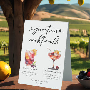 Plaque De Table Menu de cocktails signature de mariage fruité