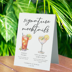 Plaque De Table Menu de cocktails signature tropicaux de mariage