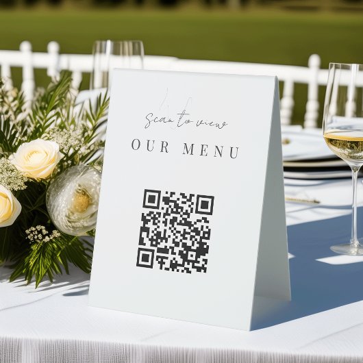 Plaque De Table Menu de code QR de script minimal moderne