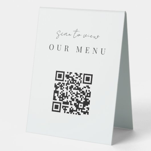 Plaque De Table Menu de code QR de script minimal moderne (Recto)