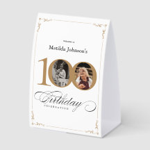 Menu de fête d'anniversaire sur mesure en or blanc