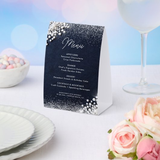 Plaque De Table Menu de fête élégant et classe avec des diamants e (Insitu (mariage))