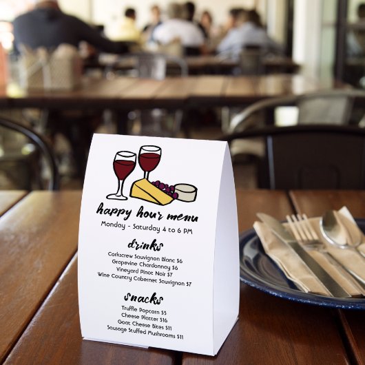 Plaque De Table Menu de Happy Hour Vin & Fromage SUR MESURE (Insitu (restaurant))