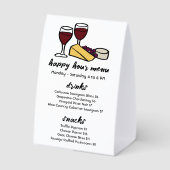 Plaque De Table Menu de Happy Hour Vin & Fromage SUR MESURE (Verso)