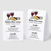Plaque De Table Menu de Happy Hour Vin & Fromage SUR MESURE (Recto/verso)