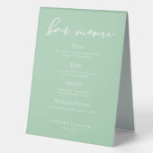 Plaque De Table Menu de la barre de Mariage blanche de Menthe vert (Recto)