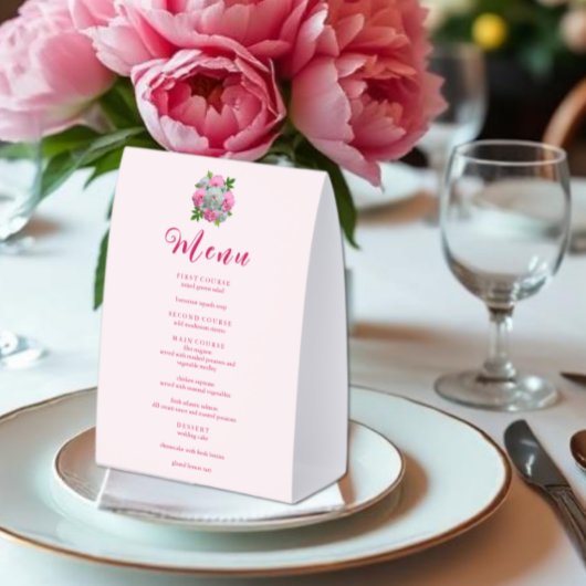 Plaque De Table Menu de mariage Bouquet de pivoines