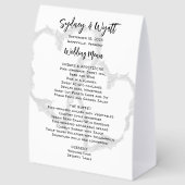 Plaque De Table Menu de mariage coeurs sculptés debout (Arrière)