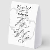 Plaque De Table Menu de mariage coeurs sculptés debout (Recto)