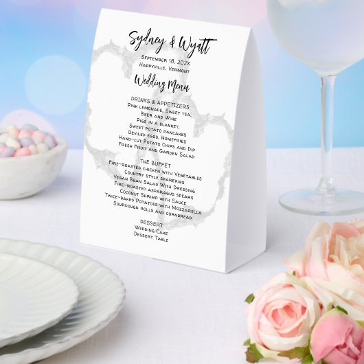 Plaque De Table Menu de mariage coeurs sculptés debout (Insitu (mariage))