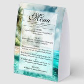 Plaque De Table Menu de mariage et bar à l'aquarelle de plage trop (Recto)