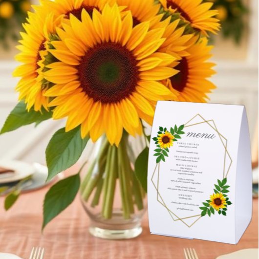 Plaque De Table Menu de mariage géométrique tournesol