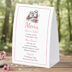 Plaque De Table Menu de mariage rustique bohème en bois de chouett
