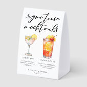 Plaque De Table Menu de Mocktails de Mariage d'Été Lemon Drop Sunr (Verso)