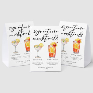 Plaque De Table Menu de Mocktails de Mariage d'Été Lemon Drop Sunr