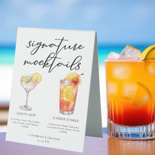 Plaque De Table Menu de Mocktails de mariage Lemon Drop Summer Sun