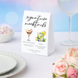 Plaque De Table Menu de Mocktails de Mariage Martini Mojito au Cho
